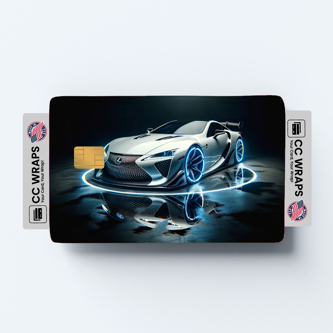 2PK Lexus Lfa In White With Blue Credit Card Skin – Vinyl Sticker Fits Debit Card