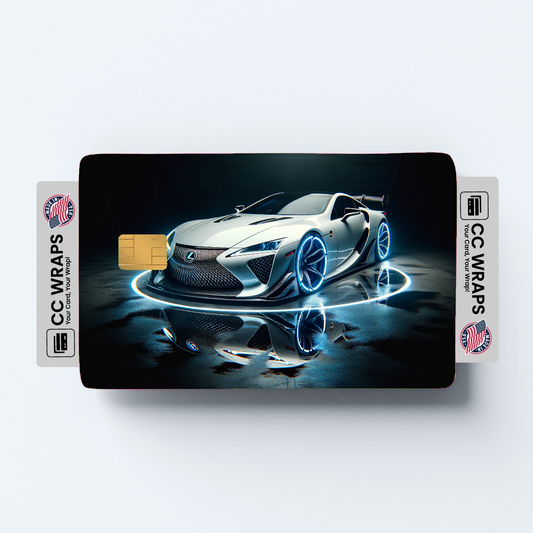 2PK Lexus Lfa In White With Blue Credit Card Skin – Vinyl Sticker Fits Debit Card