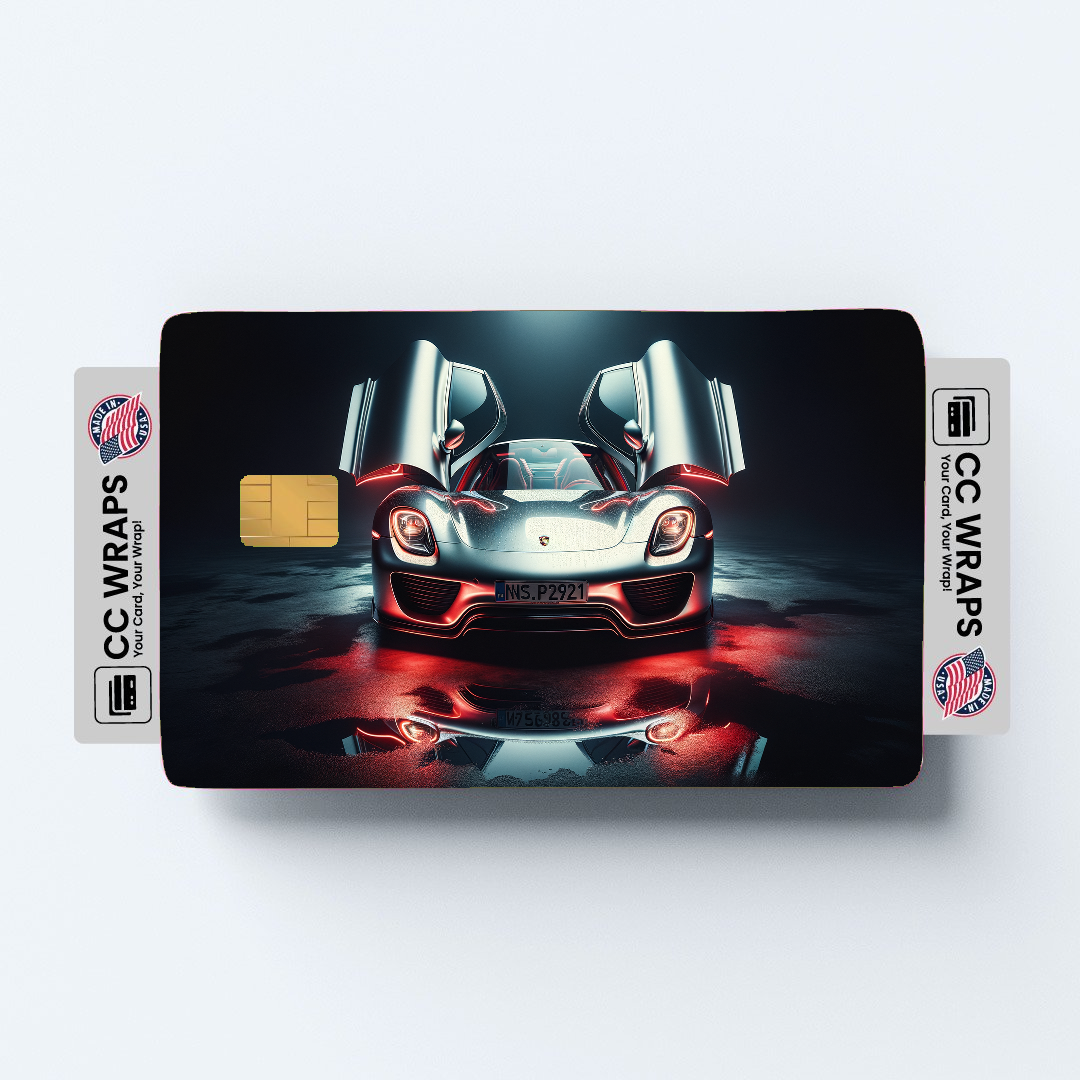 2PK Porsche 918 Spyder In Liquid Credit Card Skin – Vinyl Sticker Fits Debit Card