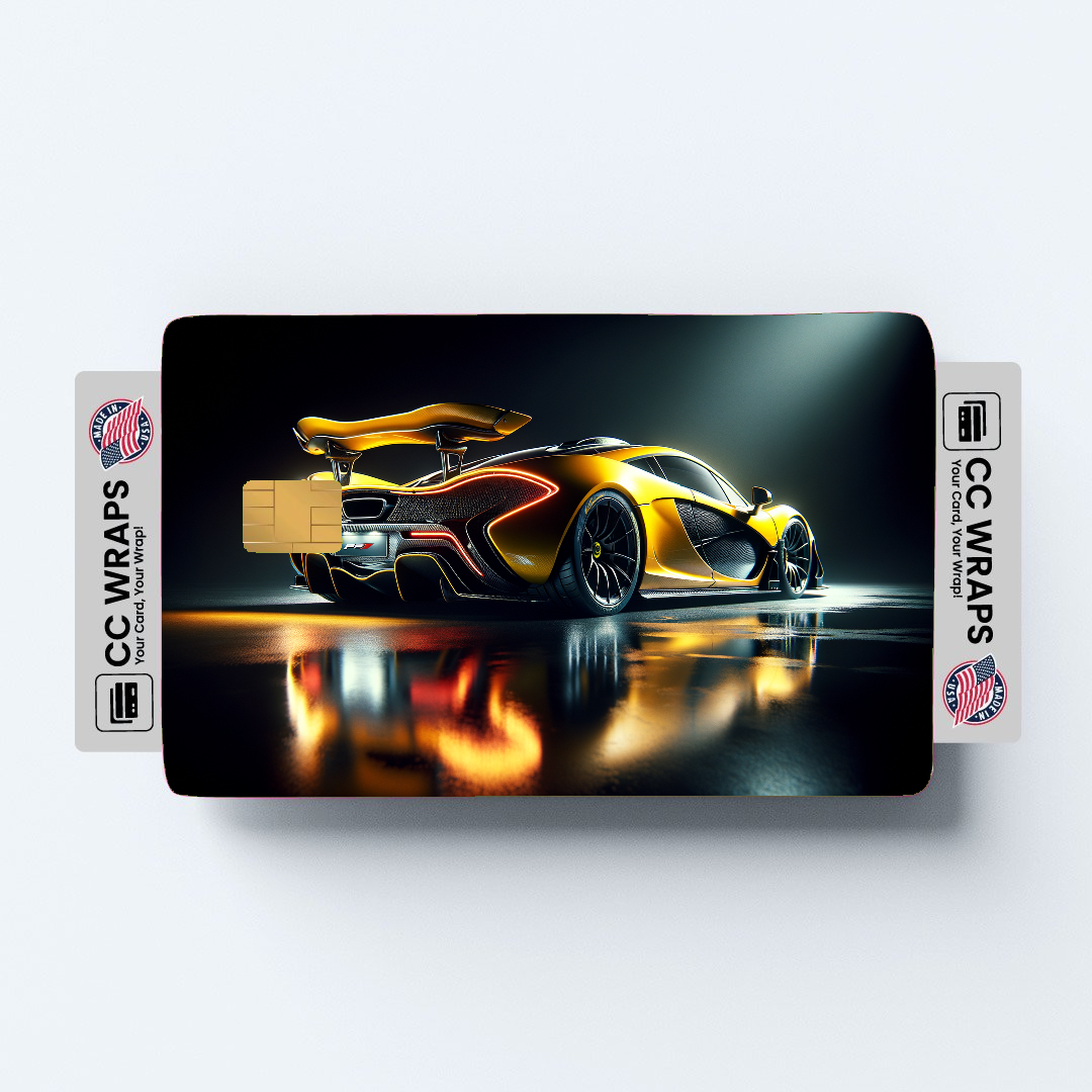 2PK Mclaren P1 In Volcano Yellow Credit Card Skin – Vinyl Sticker Fits Debit Card