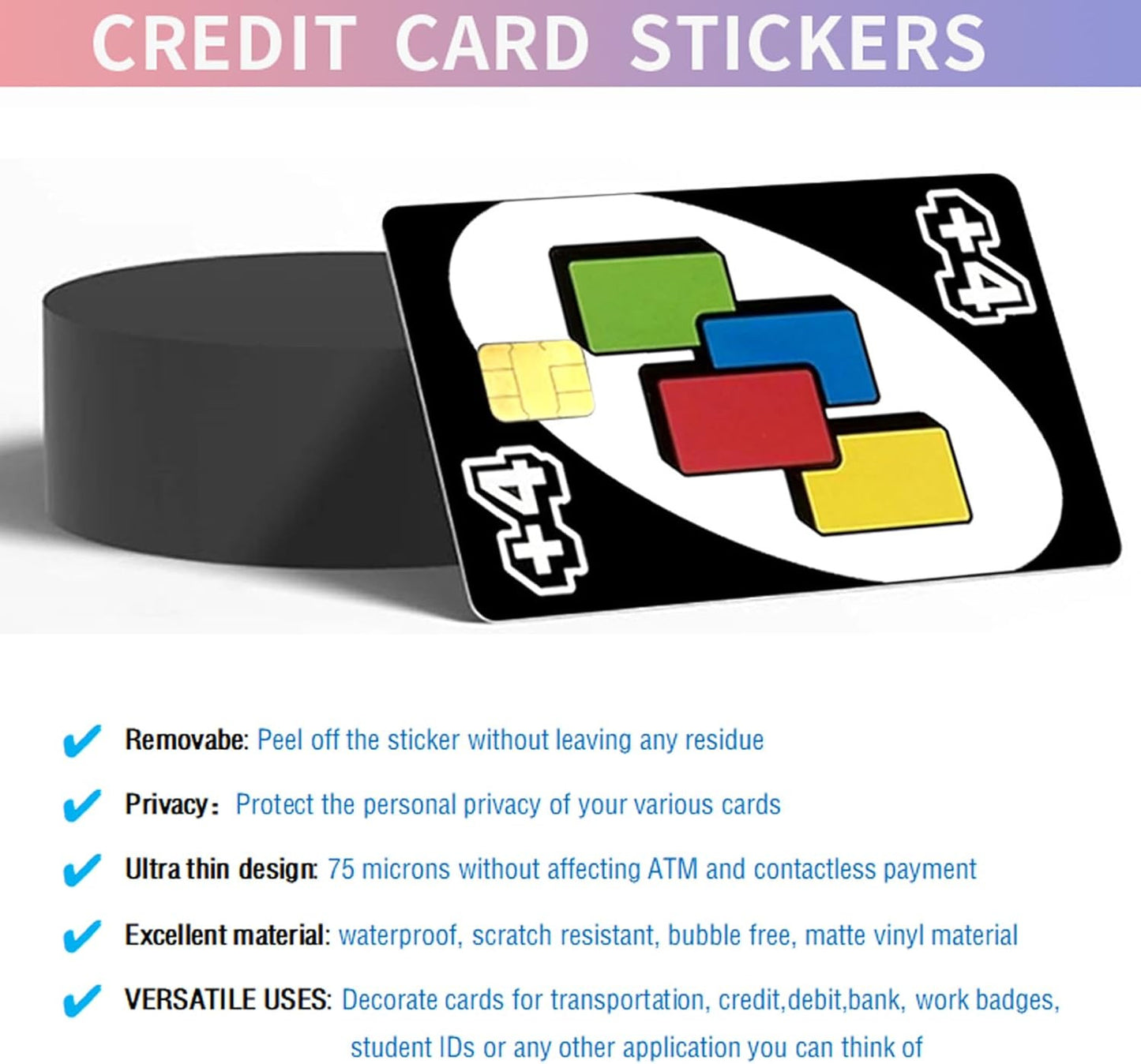UNO Draw 4 Custom Vinyl Credit Card Sticker by CC Wraps